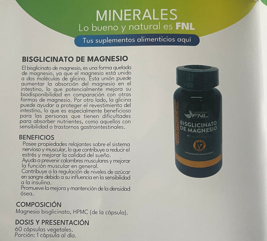 BISGLICINATO DE MAGNESIO 550 MG X 60 CÁPSULAS FNL
