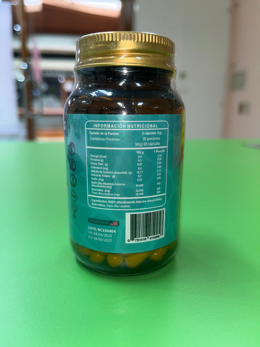 NAD + RESVERATROL + QUERCETINA X 60 CÁPSULAS VEGETALES RI AND CO