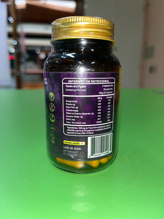 TRANS RESVERATROL 500 MG X 60 CÁPSULAS VEGETALES