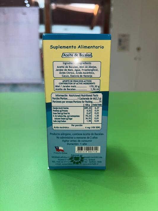 ACEITE DE BACALAO 200G SOLUCIÓN ORAL CHOCOLATE AURA VITALIS