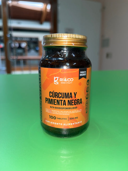 CÚRCUMA Y PIMIENTA NEGRA 500 MG X 100 TABLETAS RI AND CO
